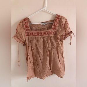 Madewell pink embroidered top